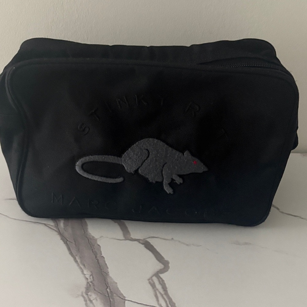 Marc Jacobs Black Toiletry Bag with Gray Rat Design used twice like new